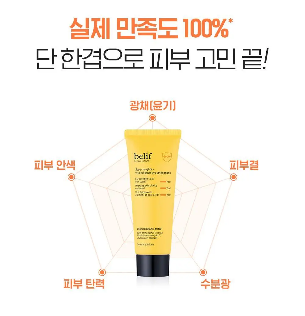 [윤광끌올] 빌리프 슈퍼나이츠 비타콜라겐 랩핑마스크 70ml 기획 (70ml + 듀얼 팩 브러쉬) 상세페이지 4